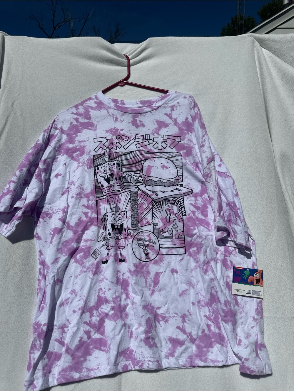 Nickelodeon SpongeBob Pink and White Tie-Dye Short Sleeve Tee